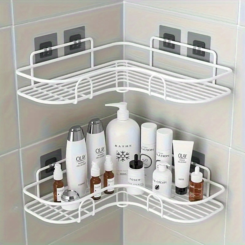 

1pc No-drill Bathroom - -mounted Toilet Storage For Shampoo, & - Metal Organizer Accessory