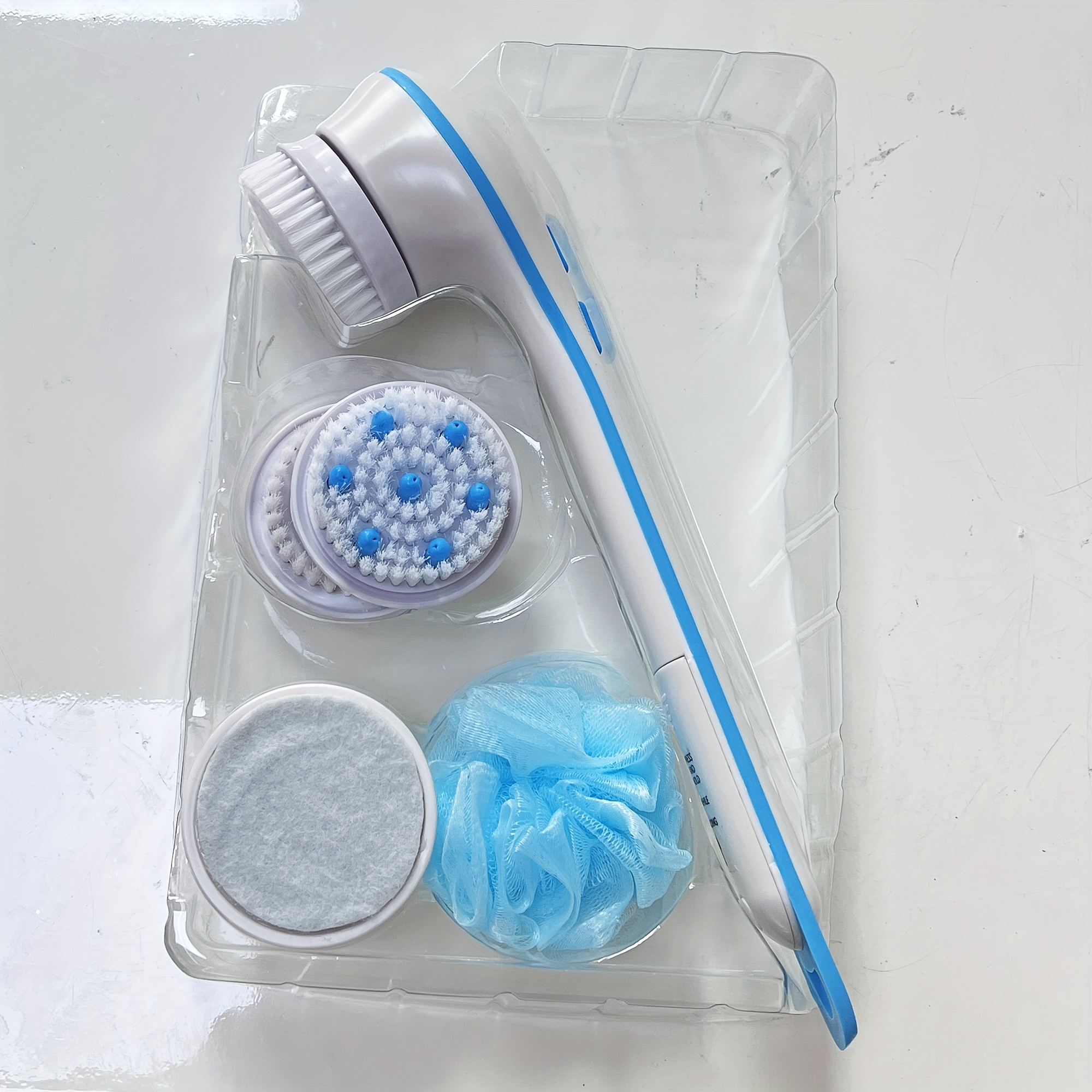 TEMU Electric Shower Brush, Soft Brush, Long Handle Back Friction Bath Shower Brush Kit