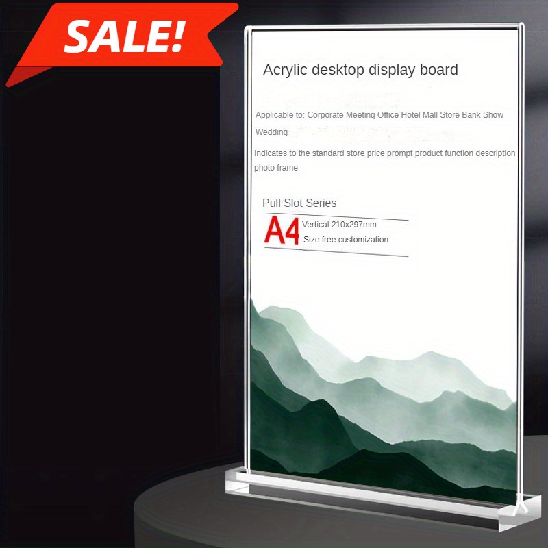 

Acrylic Changeable Letter Board Sign Holder, Double-sided T-type, A4 A5 A6 Sizes, Transparent Menu Display Stand With V-shaped Card Slot, For Parties, Graduations, Office - Pmma Material