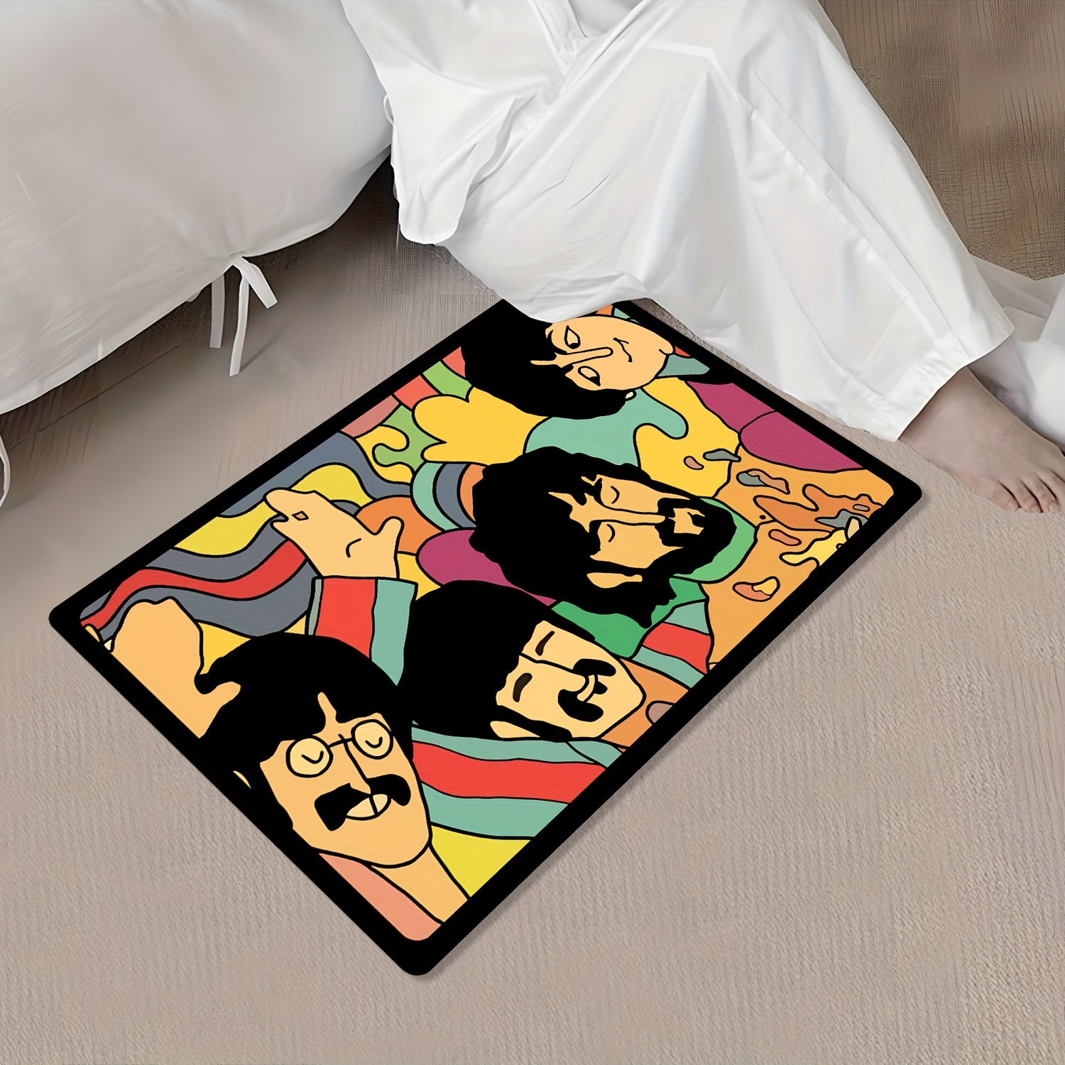 

Vintage Band-themed Doormat - Perfect Gift For Rock Music Enthusiasts, Indoor/outdoor Use, Rubber Backing, Polyester Fiber, Hand Wash Only