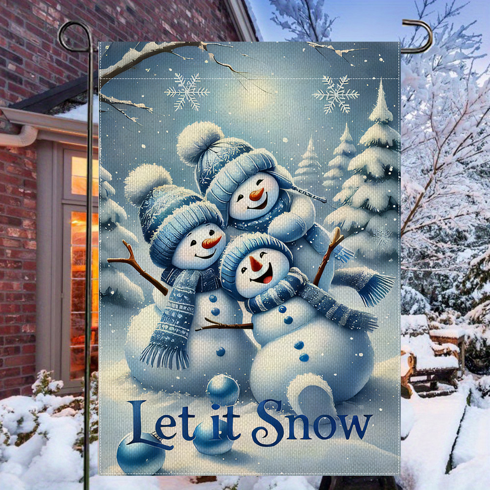 

Blue Snowman Winter Holiday Double-sided Garden Flag, Multipurpose Polyester, Weather-resistant House And Yard Decoration, Use Without Electricity, Ideal For Home Outdoor , 12x18 Inch - 1 Pack