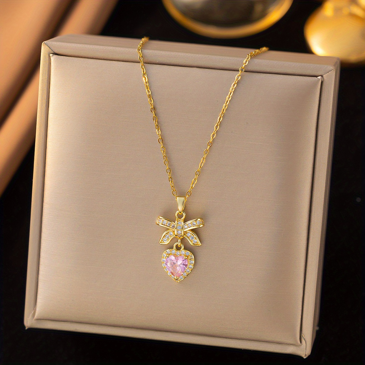 18k golden plated stainless steel knot heart - Temu