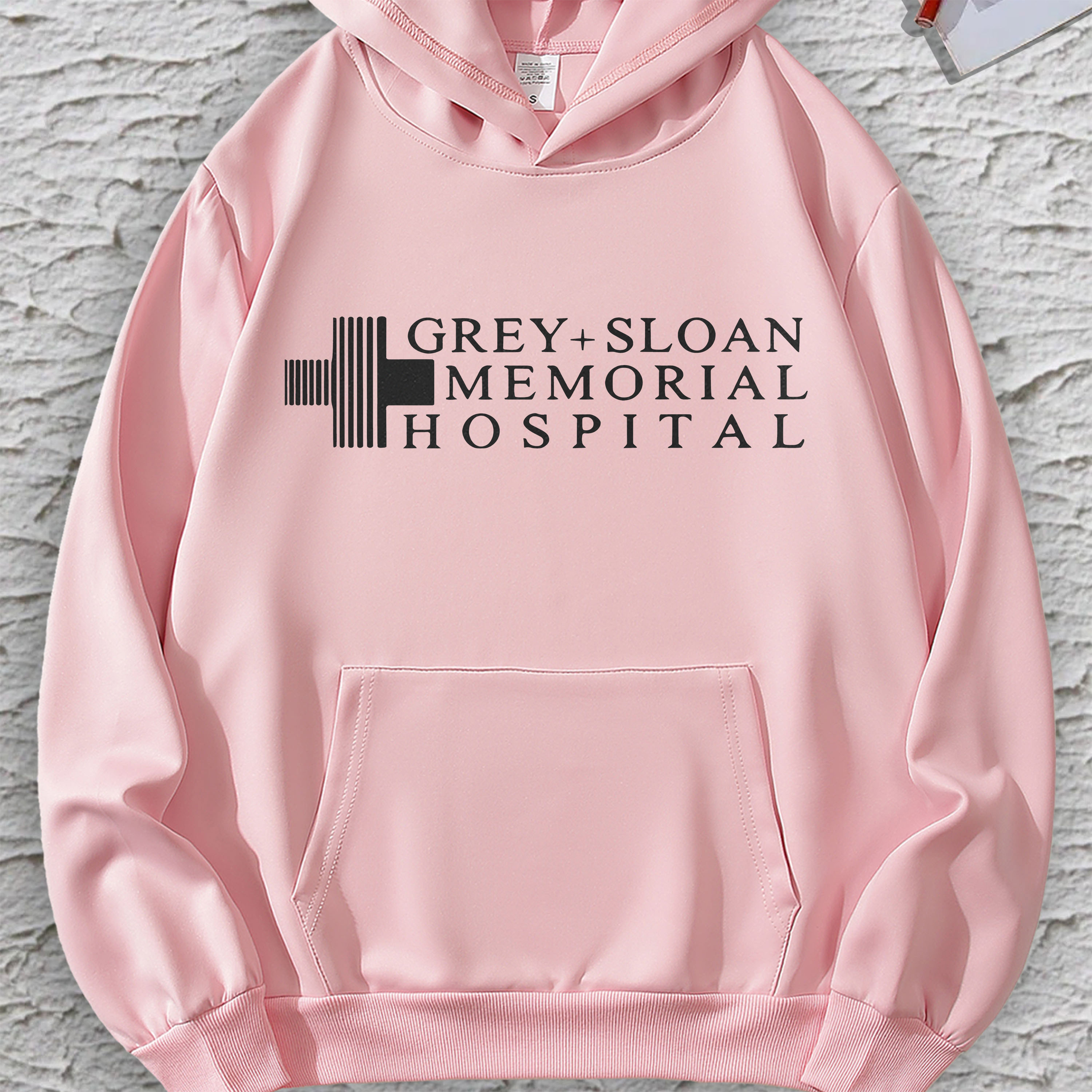 

Grey Memorial Hospital Hoodie - 100% Polyester Knit Fabric Casual Pullover Sweatshirt For Adults With Crew Neck, Long Sleeves, And Slight Stretch - All Season Geometric Pattern Hooded Top