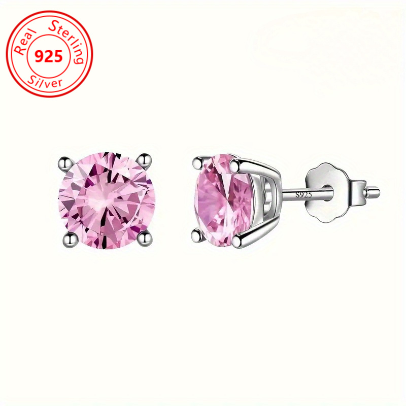 TEMU 1 Pair Of Elegant 925 Sterling Silver Round Stud Earrings Perfect For Any Occasion Party All Jewelry - Valentine's Day Gift