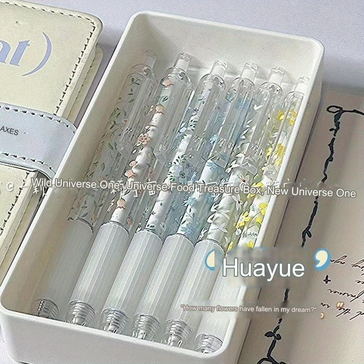 

6pcs Floral Retractable Gel Pens, 0.5mm , Cute , Smooth Writing For Students And Office Use, White Barrel, Pens For Writing