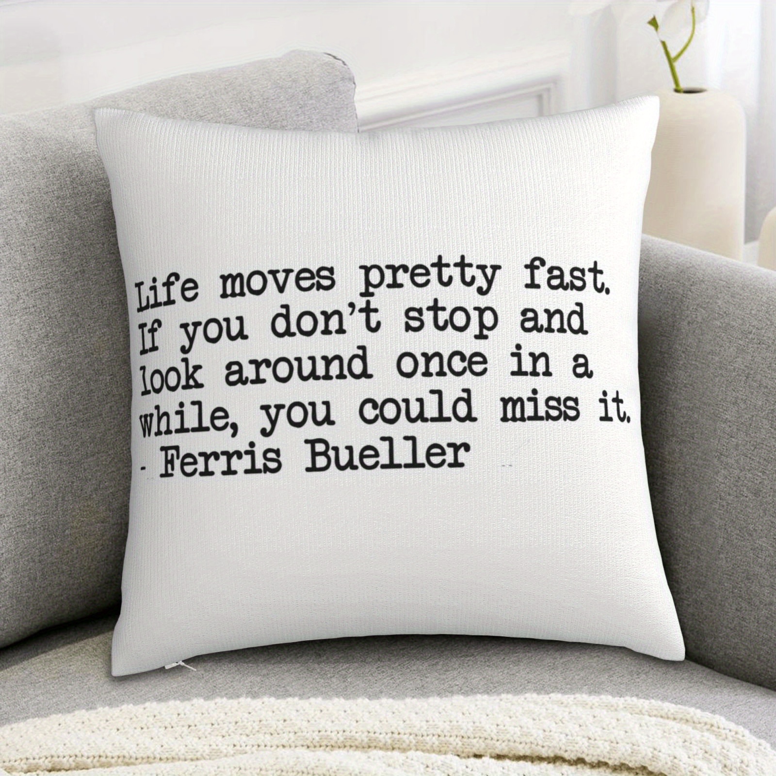 

's " 18x18in Double-sided Movie Quote Pillow Cover - Soft Short Plush, Zippered Case For Home Decor, Machine Washable (pillow Not Included)