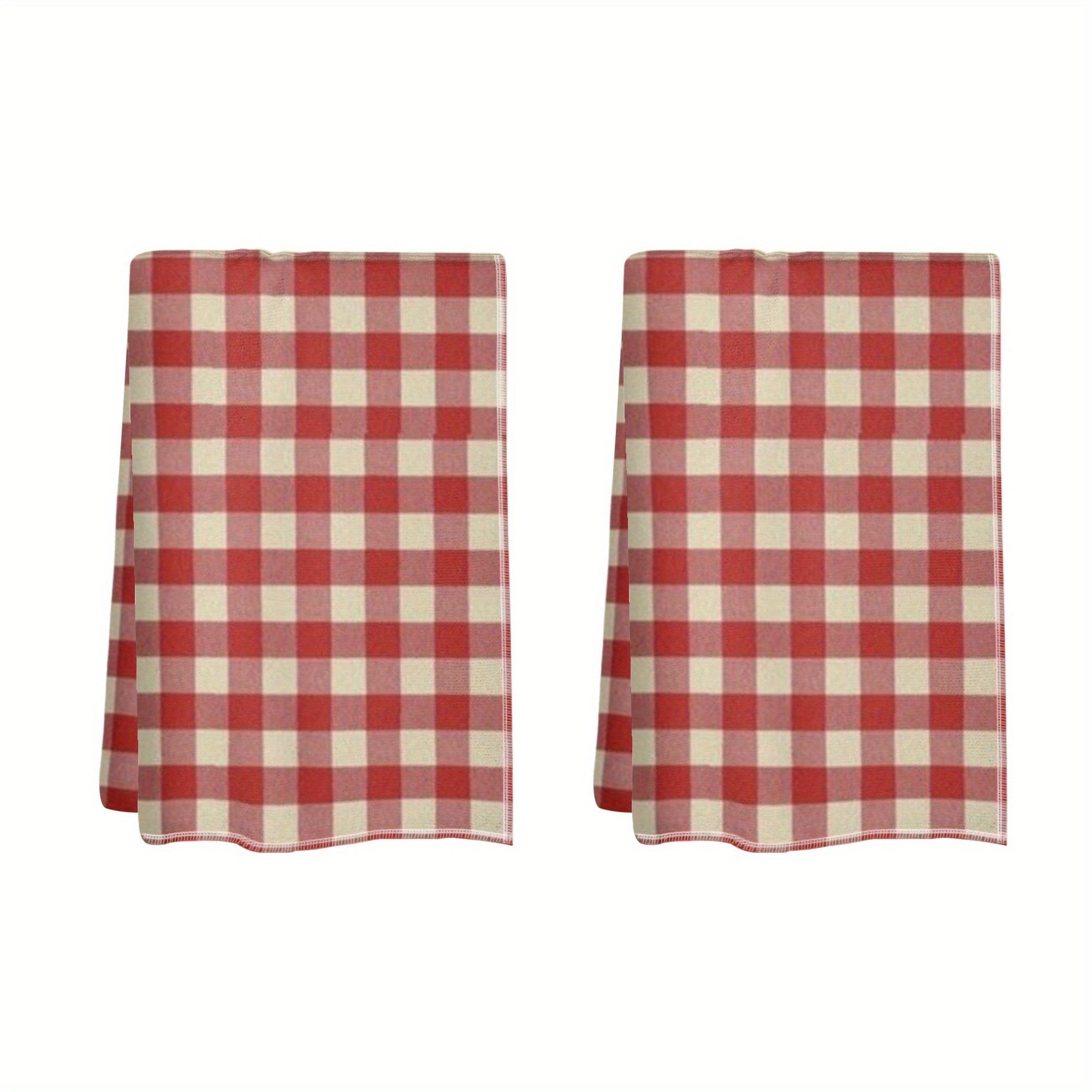 

2-pack Vintage Red Checkered Dish Towels | 100% Polyester Woven Dish Cloths | Machine Washable | Soft Rectangular Kitchen Towels | Classic Patterned Design For Home Cleaning | 18x26 Inch