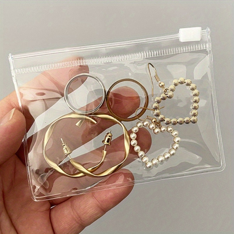 

10-pack Pvc Transparent Jewelry Pouches With Zipper - Clear Storage Bags For Bracelets, Necklaces, Earrings - Ideal For Small Business Packaging And Gift Presentation