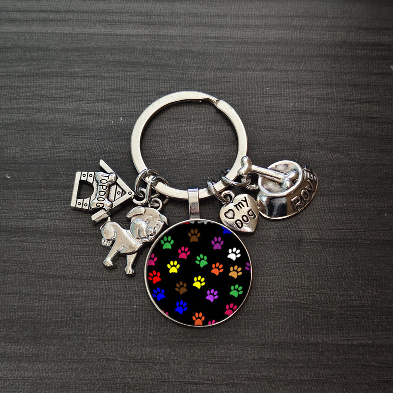 

[customer ] Chic Black & Print Glass Keychain - Zinc Alloy, Casual Attire