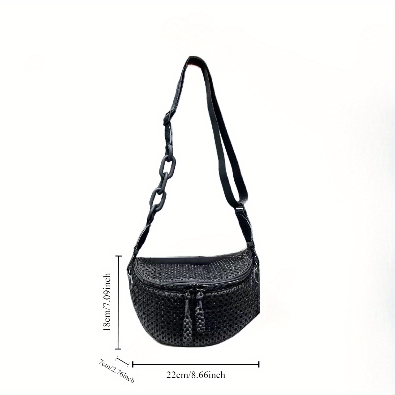Sac Bandoulière Multipoches Camaïeu Noir - Occasion Avec Traces D'usure
