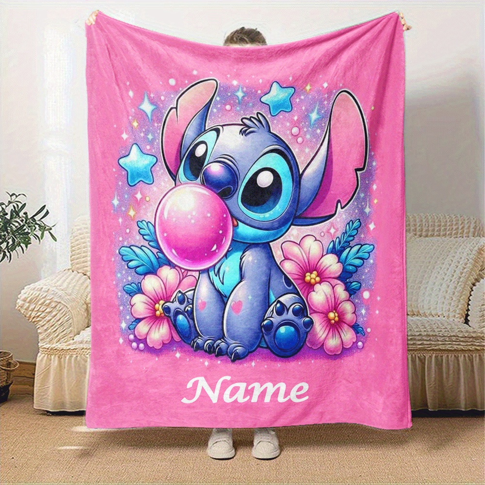 

Customizable Name Stitch Design Plush Throw Blanket - Lightweight, Warm Polyester Fleece For Couch, Bedroom, Travel - All Seasons, Machine Washable, Chunky Knit - Ideal Gift For Friends And Family