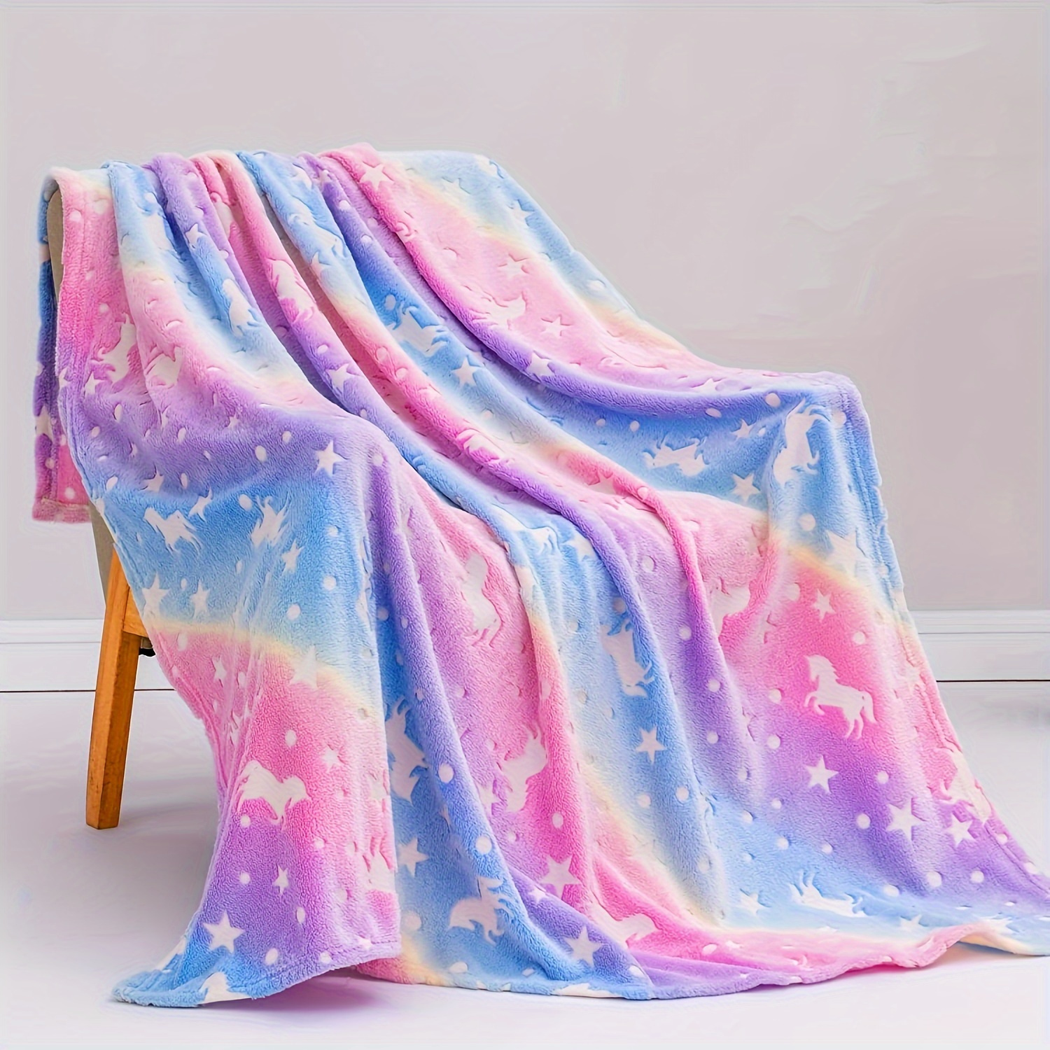 luminous rainbow   flannel blanket ultra soft cozy for relaxation ideal for sofa office bed and travel details 2