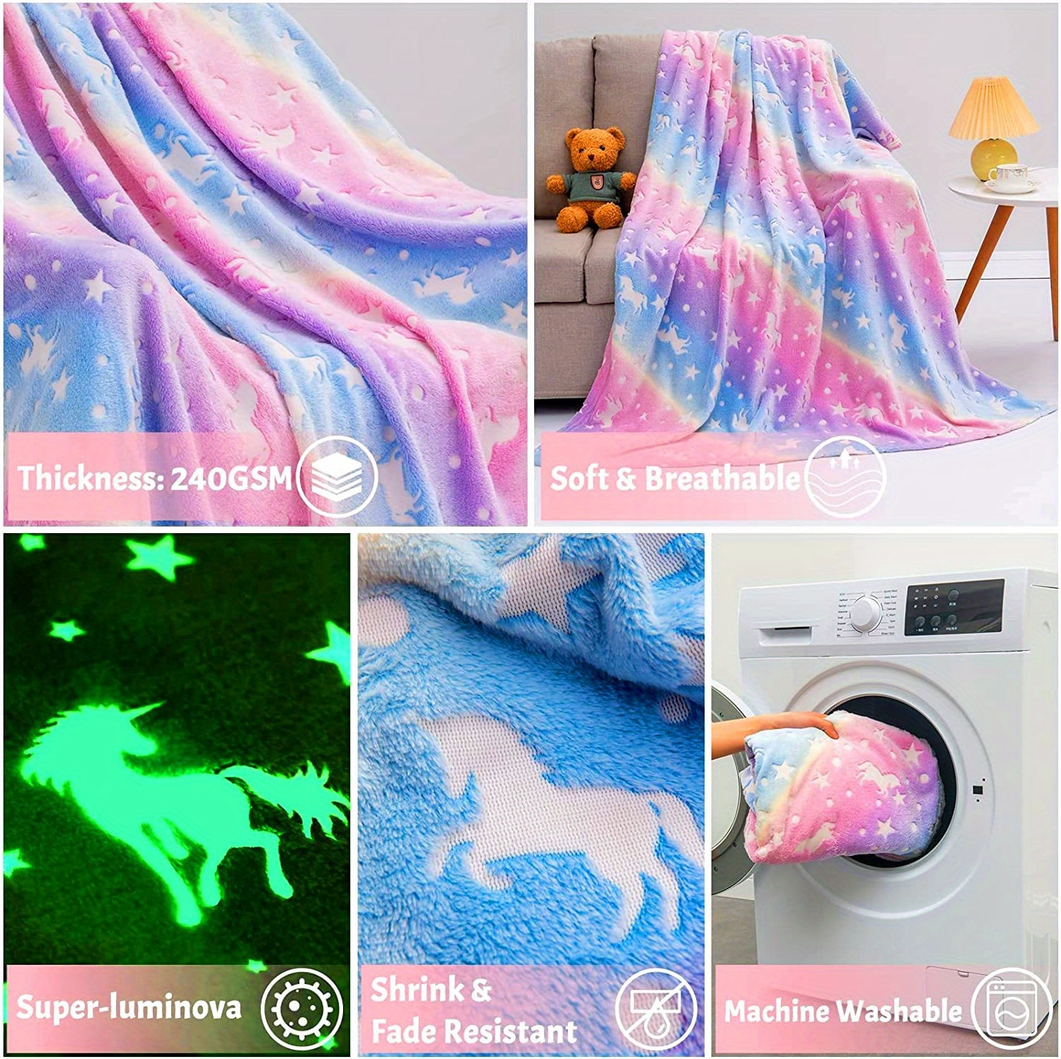 luminous rainbow   flannel blanket ultra soft cozy for relaxation ideal for sofa office bed and travel details 1