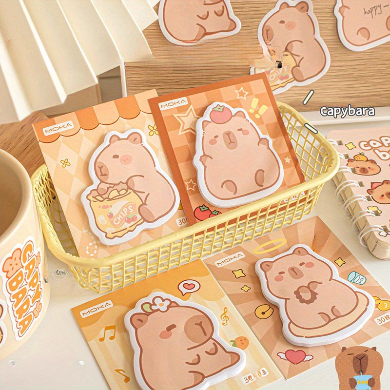 240Pcs Capybara Sticky Notes, Kawaii Shy Capybara Sticky Tabs - 8 Packs