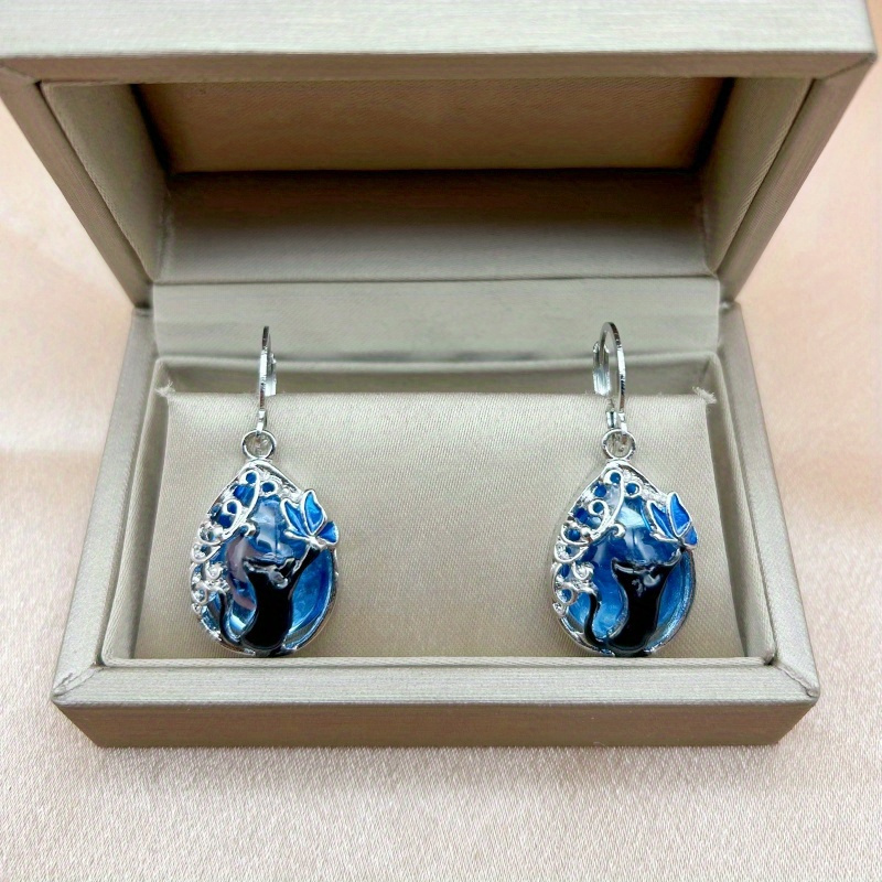 TEMU 2pcs Cute Drop Earrings, Boho Earrings, Men And Women Earrings, Cat Earrings, Black Cat And Earrings, Vintage Jewelry, Great Christmas, Halloween, Thanksgiving Gifts, Gifts