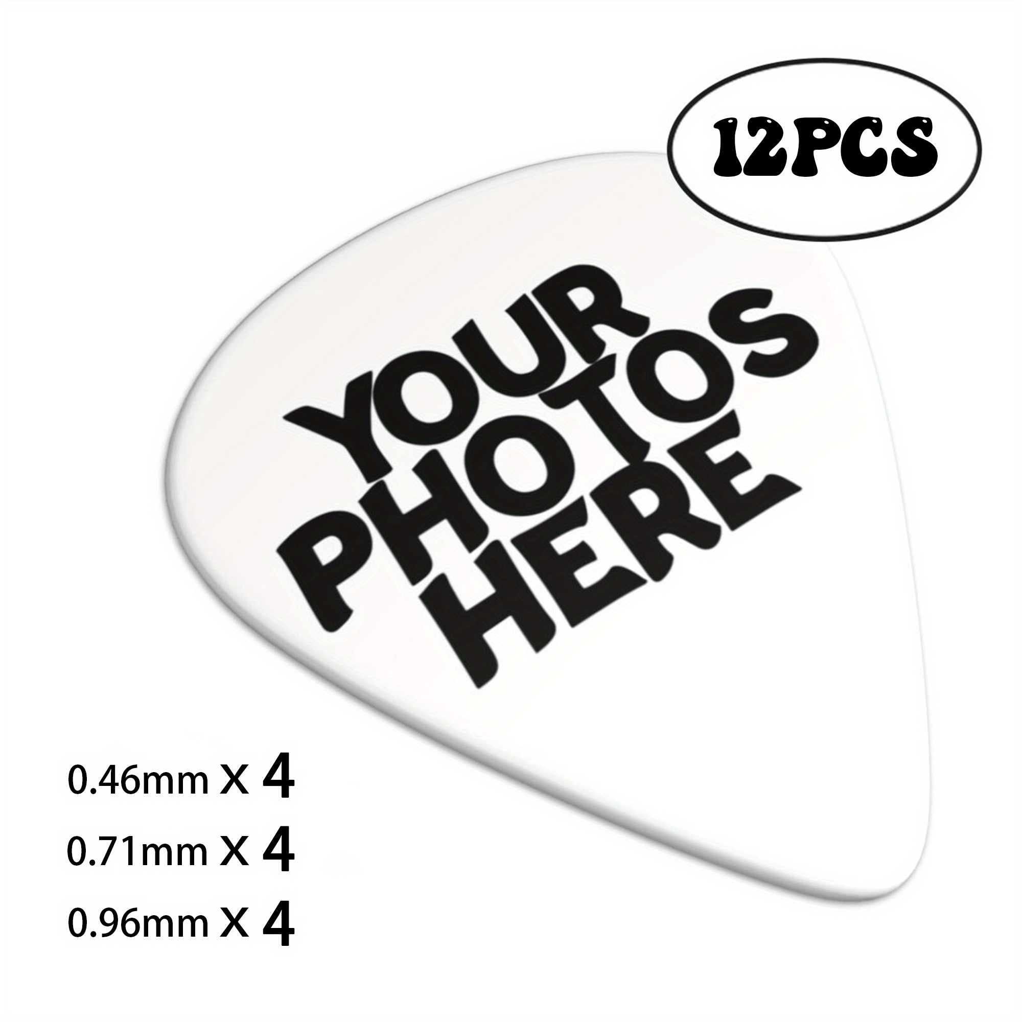 

Customizable Guitar Picks 12-pack Set With Personalized Photo Insert - Variety Thicknesses (0.46mm, 0.71mm, 0.96mm) - Ideal Gift Option