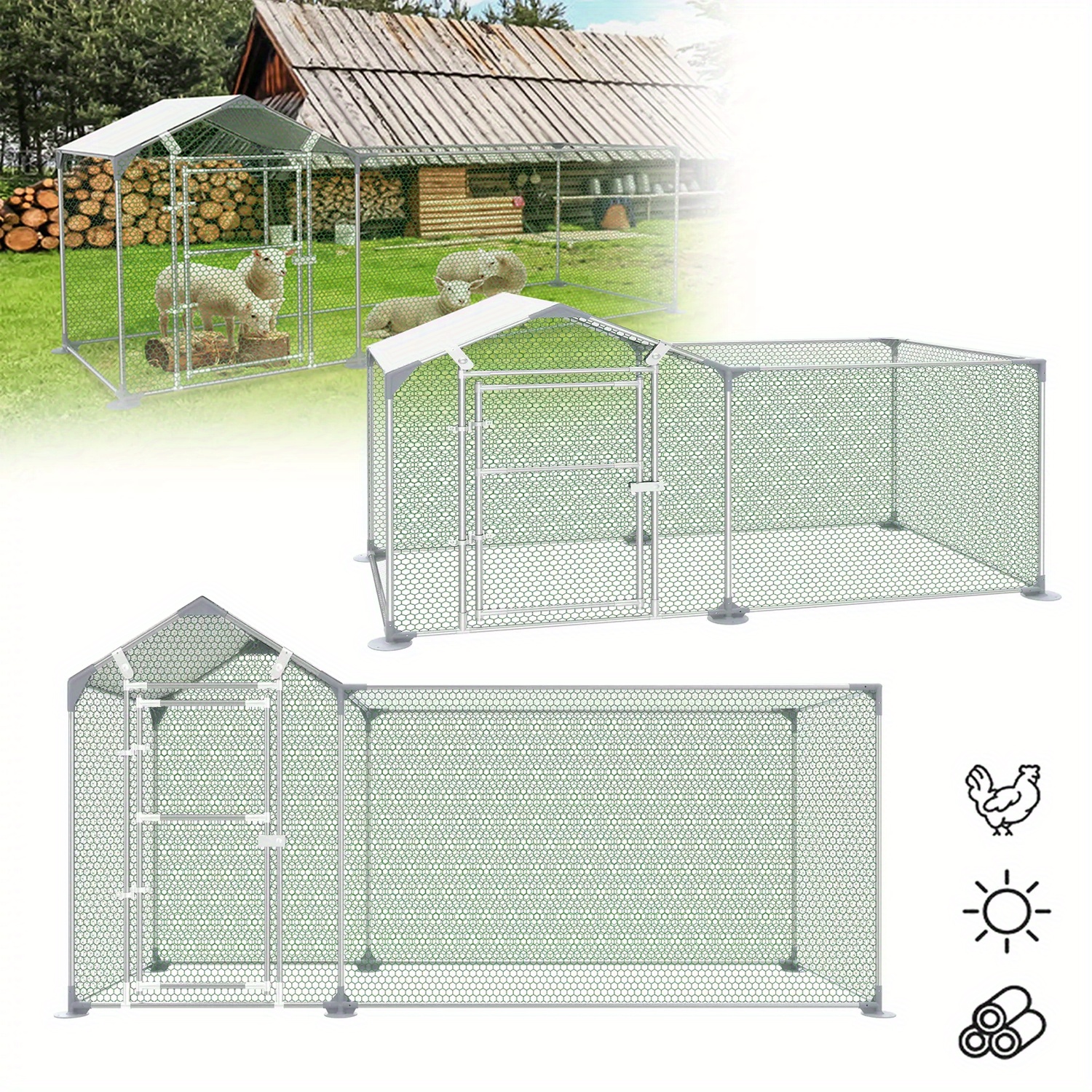 

Outdoor Enclosure Chicken Coop 2 X . 5 M Or X 1. 5 House Galvanised Poultry House Outdoor Enclosure With Lock For Chickens Small Animals