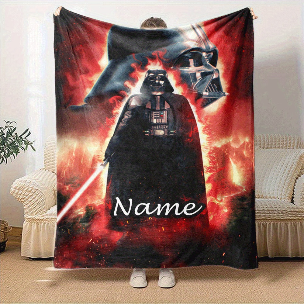 

Custom Name Vader Themed Throw Blanket - Polyester Lightweight Warm Personalized Blanket For Couch, Bedroom, Travel – All-season, Machine Washable, No Charging Needed – Unique Gift For Friends