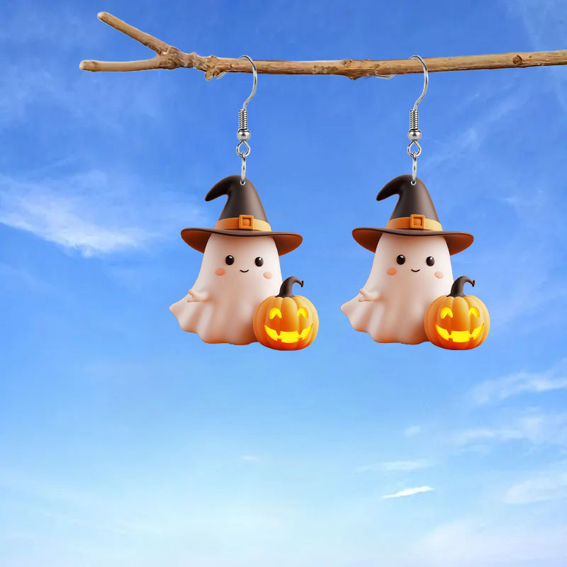 

& Pumpkin Acrylic Dangle Earrings - Cute Cartoon Design, Parties & Gifts, Holiday Accessory