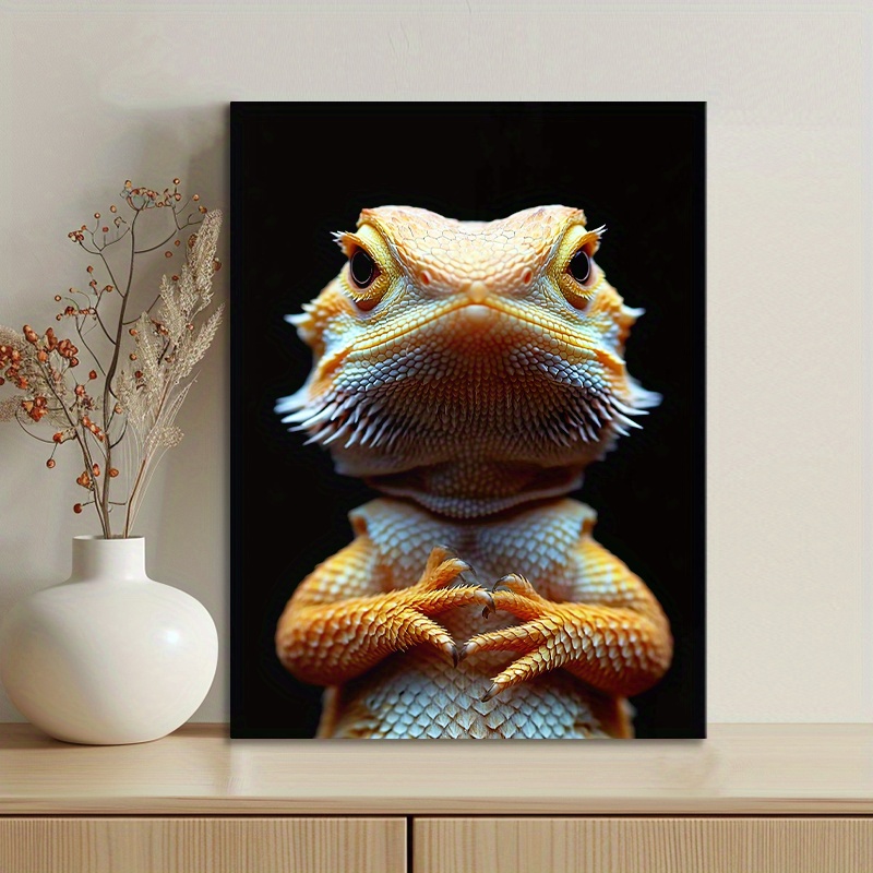 

Bearded Dragon Canvas Wall Art Print Poster, Frameless Textile Wall Decor For Home, Office, Living Room, And Cafe - Ideal Gift For Reptile Enthusiasts And Friends