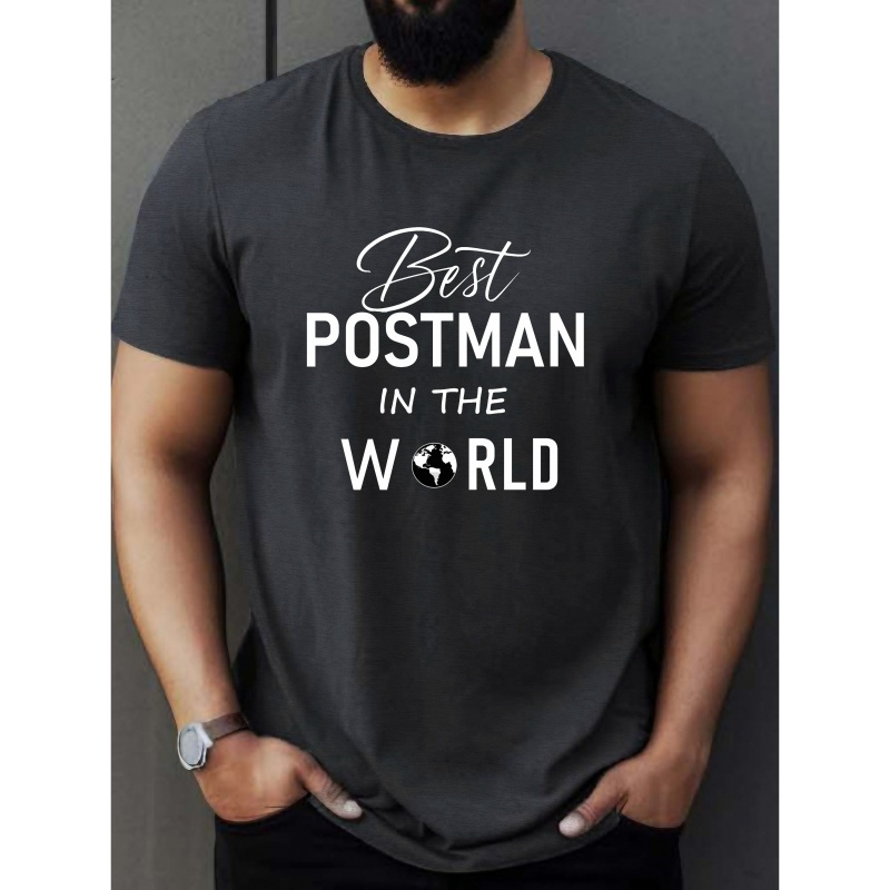 

Best In The World Print T-shirt For Men - Casual Polyester Knit Fabric, Geometric Pattern, Regular Fit, Summer Short Sleeve Tee