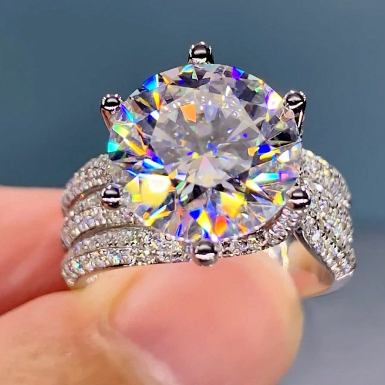 

10mm Cubic Zirconia Wedding Ring Women's Ring Engagement Accessories Jewelry 1pc- Jewelry - Party Gifts , Thanksgiving, Christmas Gifts Easter Gifts