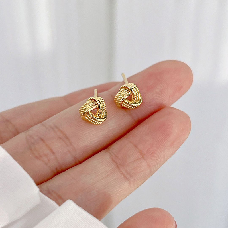 A Pair Of Temperament Winding Earrings Women Knotted Earrings Hollow Geometric Triangle Daily Versatile Gift
