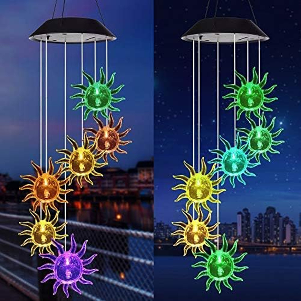 

1pc Solar Sunflower Wind Chimes, Mobile Changing Led Solar Wind Chimes Light That Can For Home,, Night, Party, Holiday Decoration, Valentine's Day Gifts