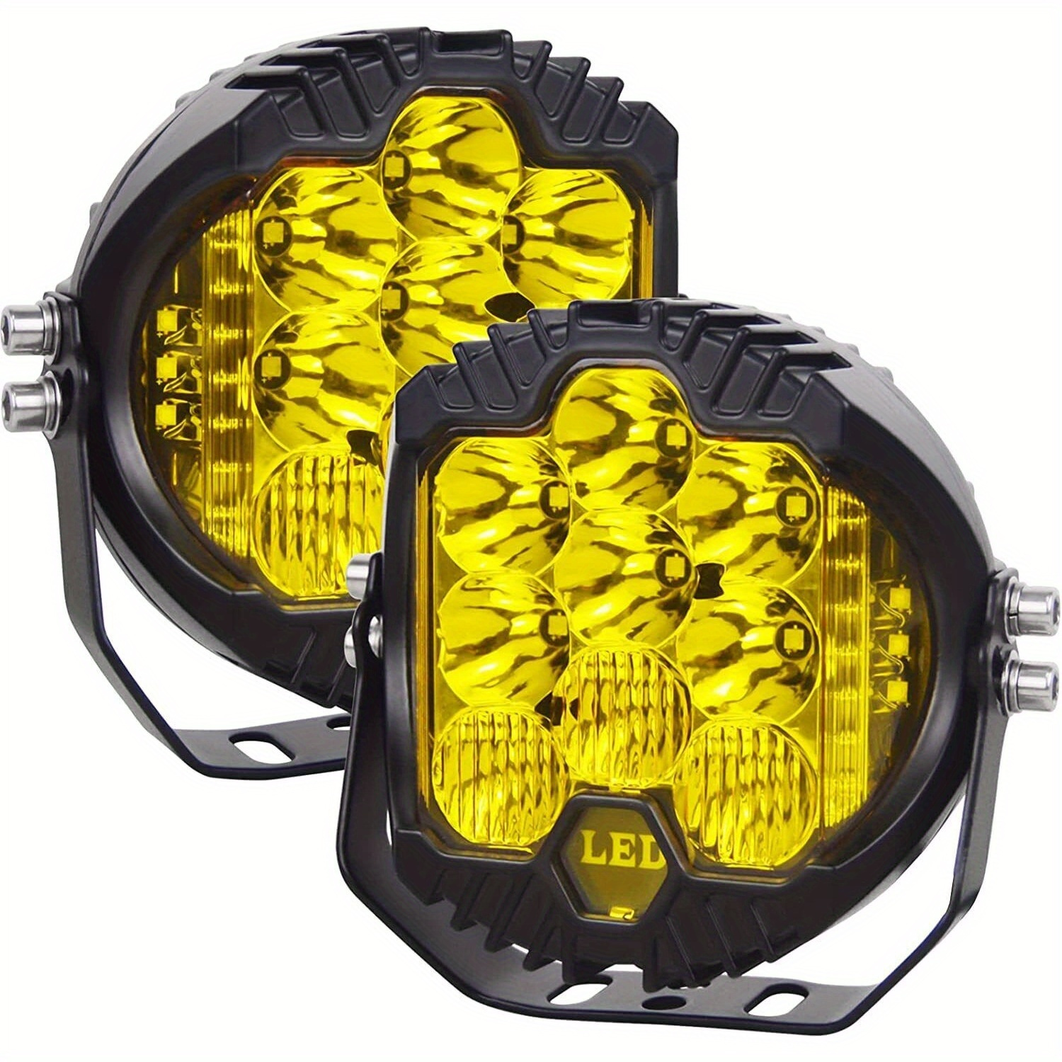 TEMU 2x 5inch Led Work Light Bar Pods Combo Lamp Offroad Amber Light For Offroad Motorcycle Suv Truck 12v 24v Work Light, Without Battery
