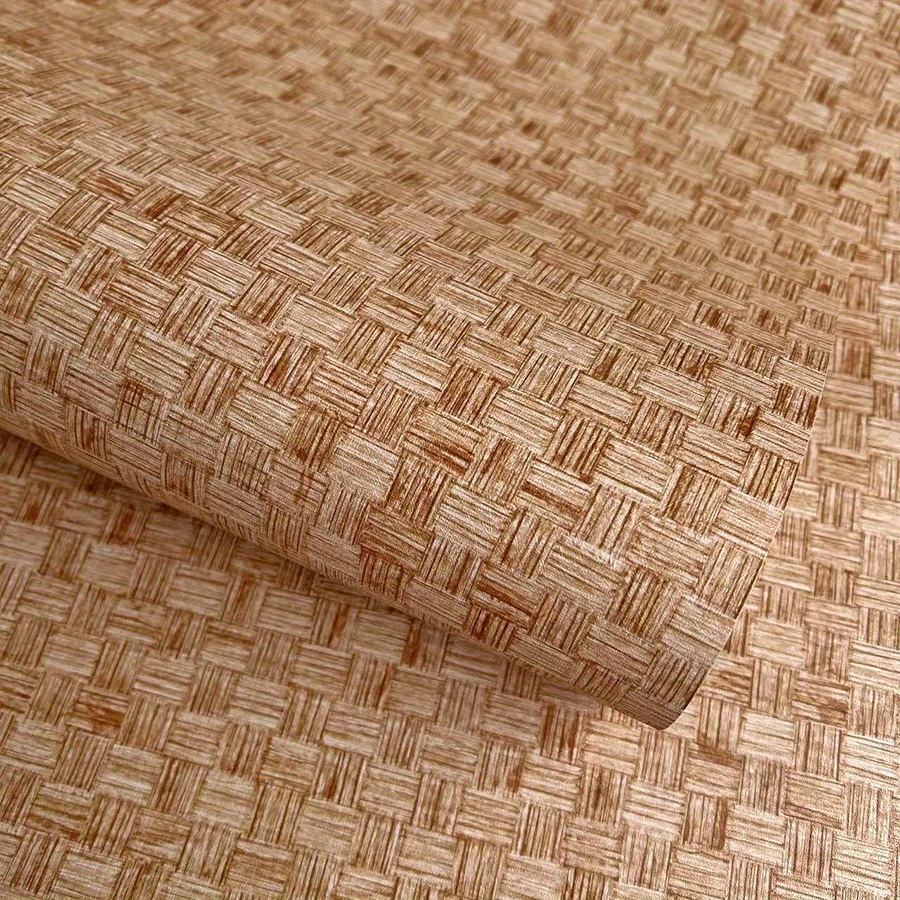 1 Stck Vintage Bambus & Rattan Geflechtmuster Tapete  Wasserdicht,  Selbstklebende Vinylfolie fr Mbel, Schrnke & Glasvitrinen