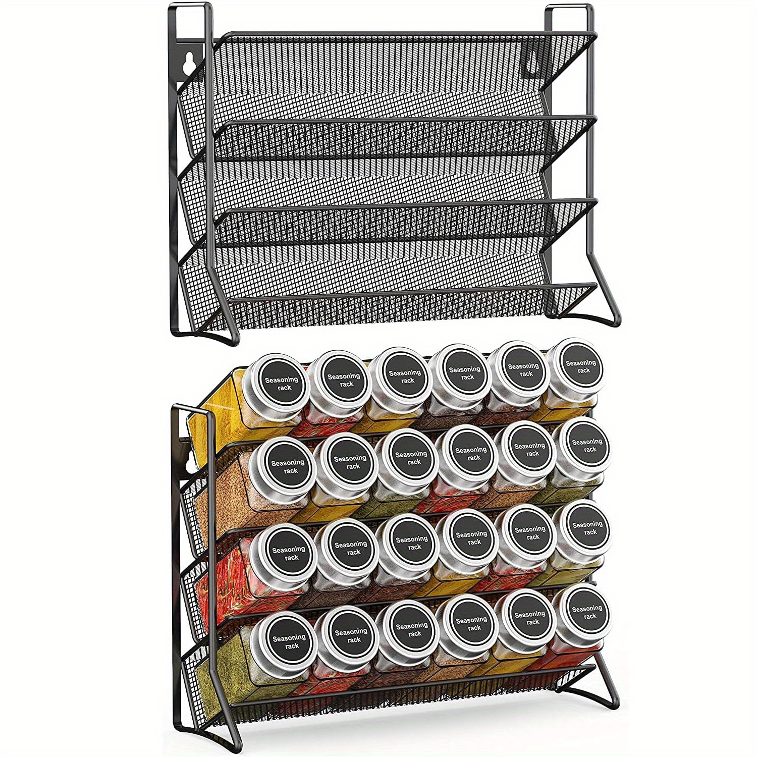 TEMU Spice Rack, No Spice Jars, Standing Spice Rack, Kitchen Shelf, Metal Holds Lots Of Spice Jars, Spice Organizer For Kitchen Cabinet And Worktop,