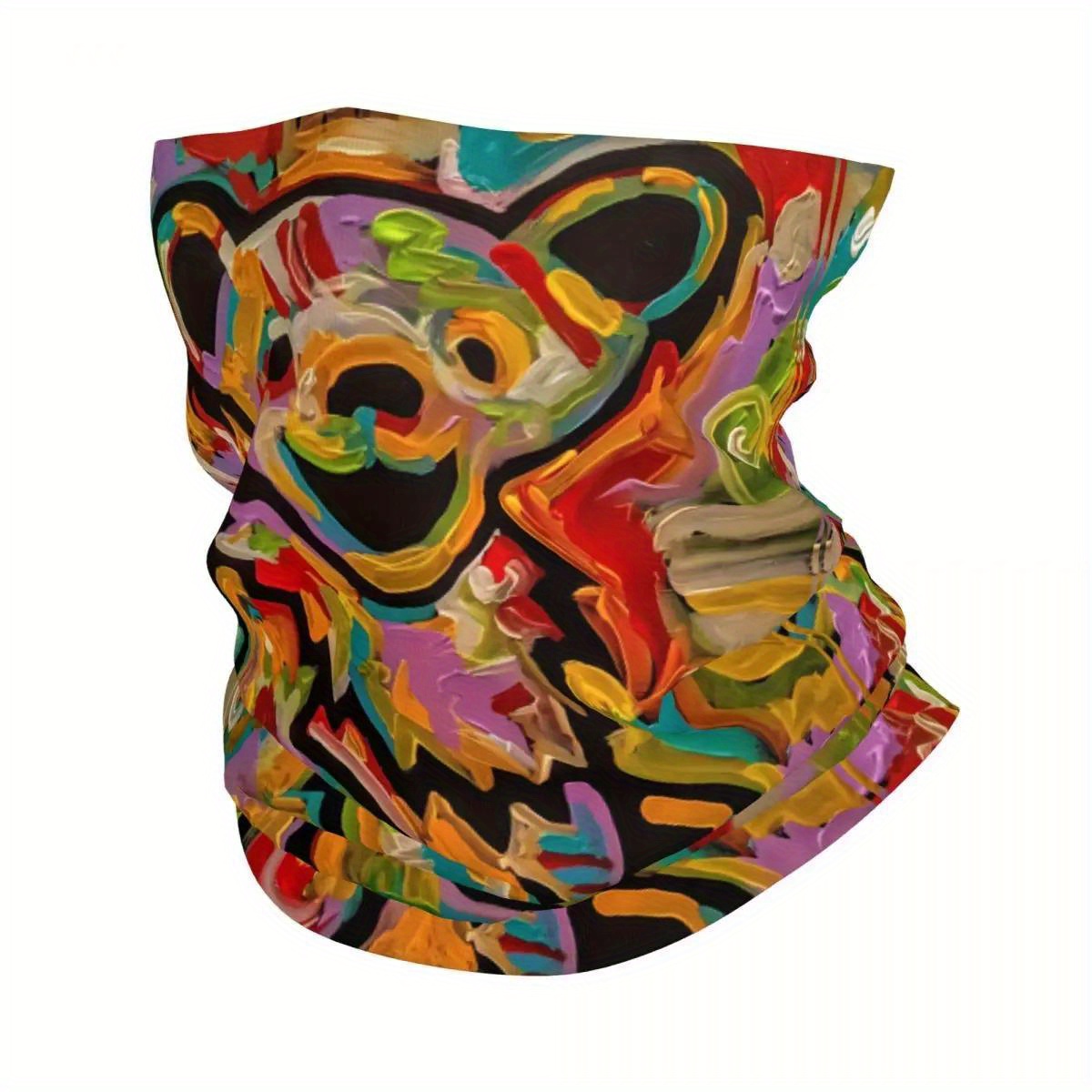 

Fashionable Cartoon Print Balaclava - Multifunctional Neck Gaiter For Cycling & Running, Stretchy Polyester