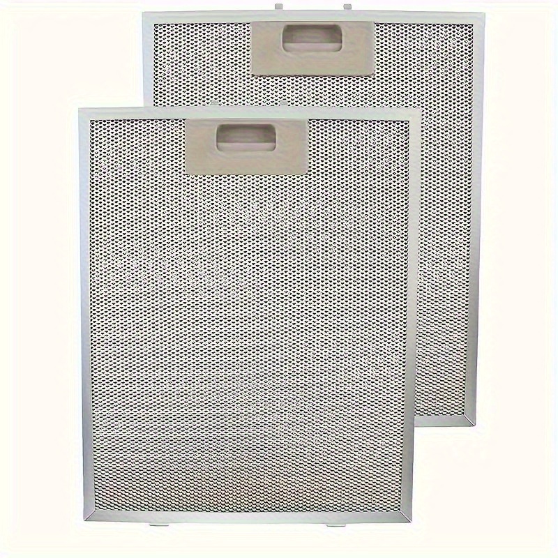 Image of 2pcs Aluminum Grease Filter For Kitchen Range Hood, Waterproof, , No Battery Required, Improve Air Quality And Reduce Odor