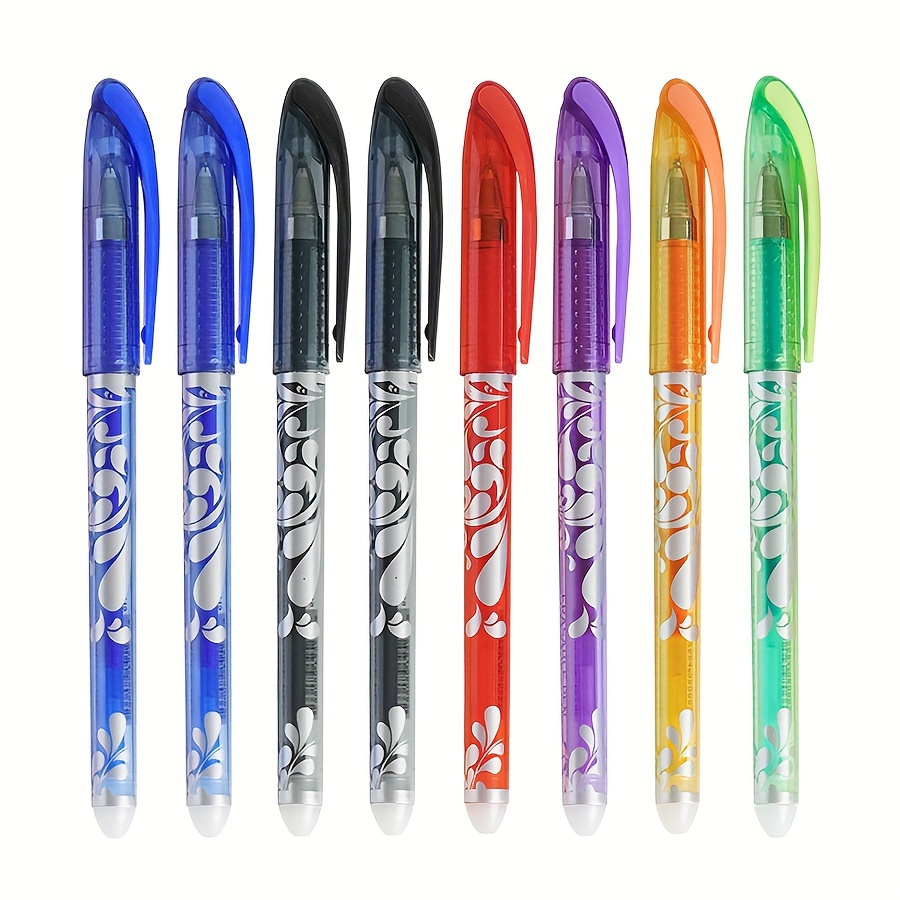 

8 Color Erasable Gel Pens, 0.5mm Fine Tip - Multi-color Set (blue, Black, Red, Green, Orange, Purple) With Washable Barrel, Suitable For School And Office Supplies - Erasable Colored Gel Pens