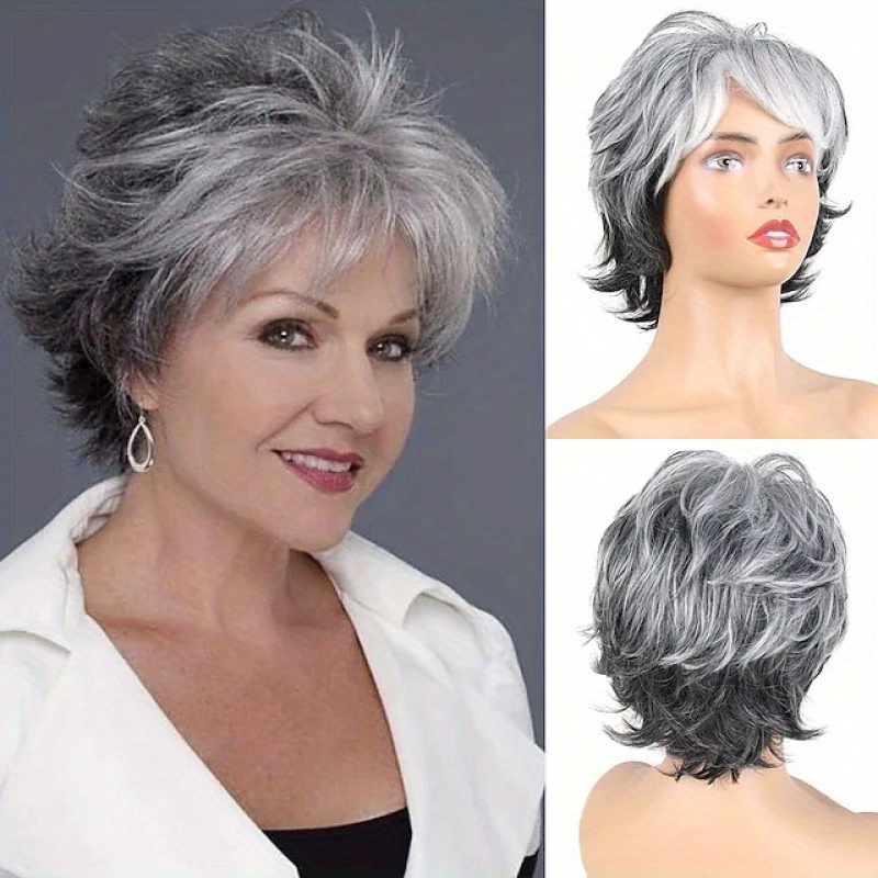 

Hair Wig Gradient Color Gray White White Wig Wig Women's Short Curly Synthetic Wigs