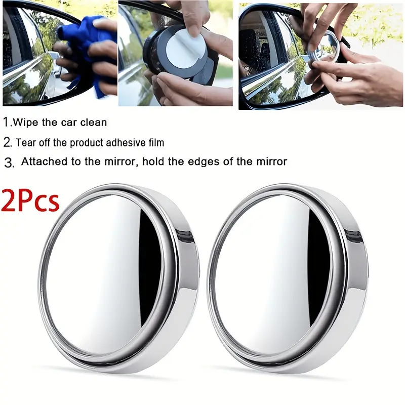 yaseenlin high definition 2ps small round glass car rearview 360 degree rotation adjustable blind spot for car reversing assistance abs material flat lens vehicle safety sleek black durable abs material car details 2