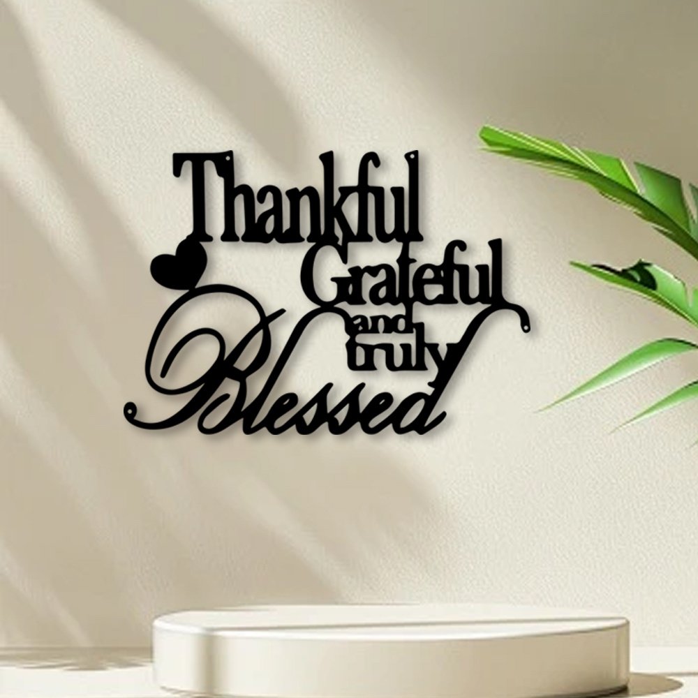 

1pc Metal Wall Art Sign Of Gratitude And Home Decor Entrance Living Room Decor Sign - Thanksgiving Christmas Gifts - Black Metal Furniture Decor