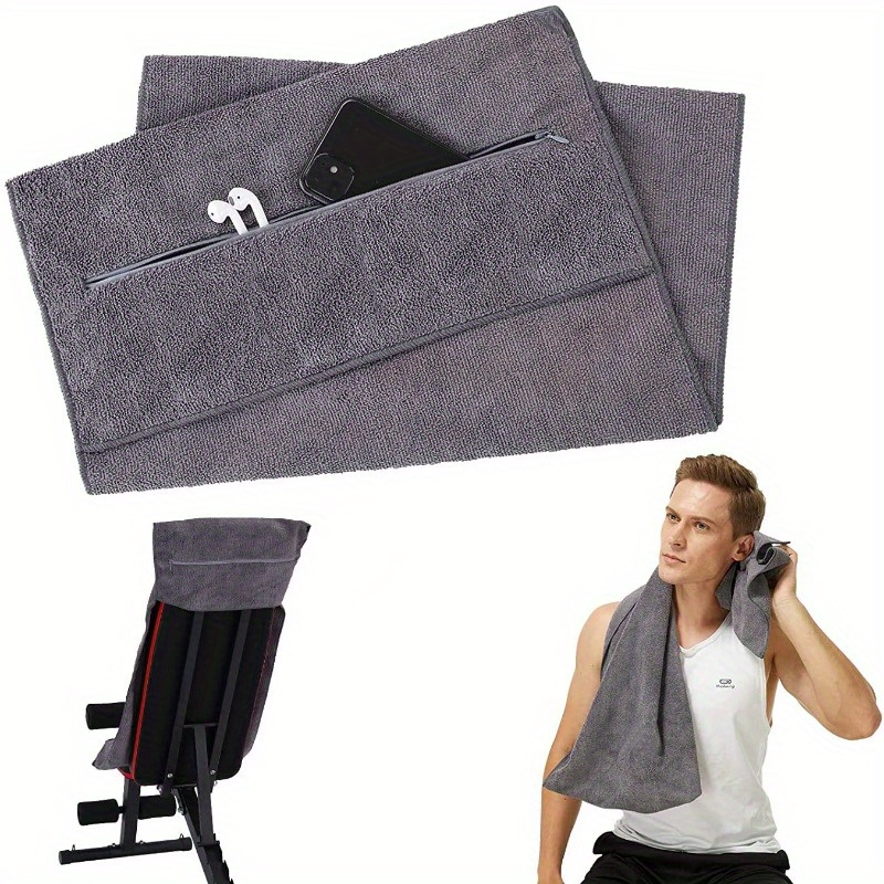 

Fitness Sweat Towel Set, 360 Gsm Woven Polyester, Quick-dry, , Contemporary Space-themed Gym Towel With Zipper Pocket, , Soft , Ideal For Gym & Workout Use - 1pc