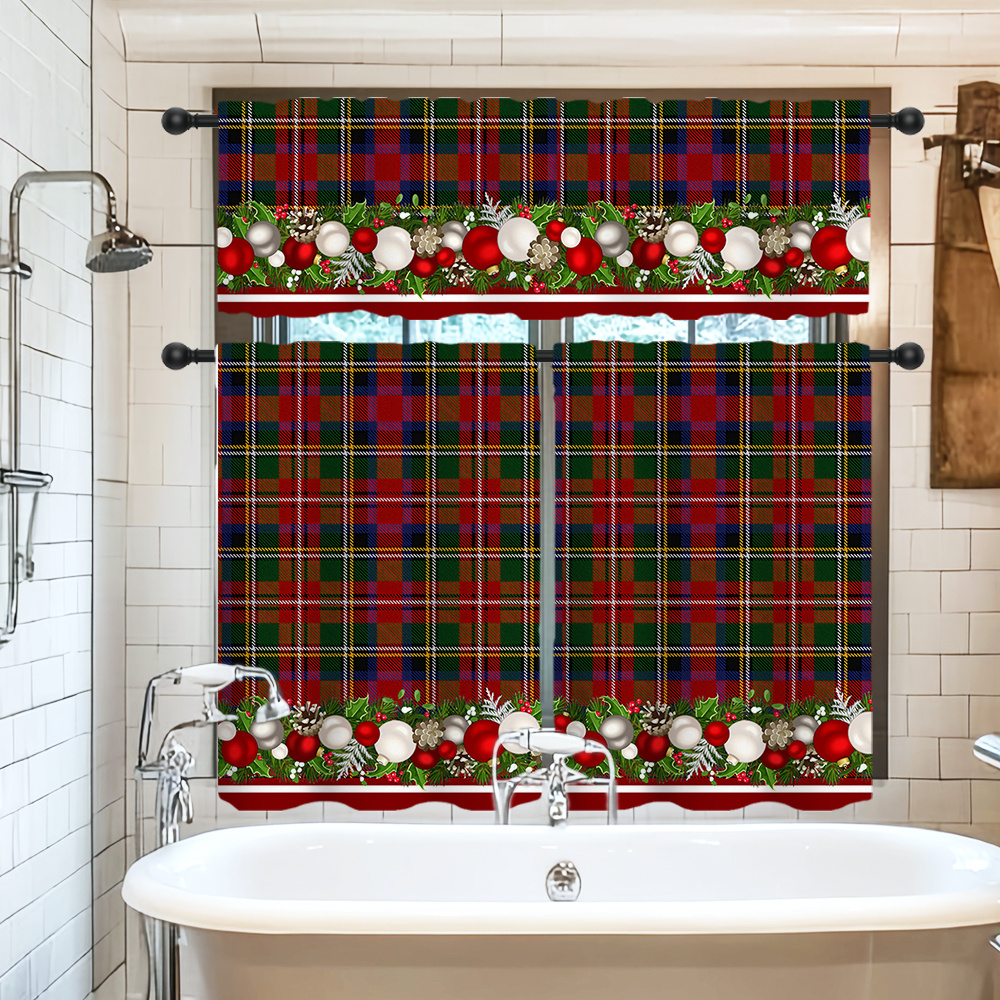 

1pc/2pcs Christmas Bathroom Decoration Curtain, Polyester Printed , - Decoration Curtain, Suitable For , , , Bathroom, , , Etc., Decoration,