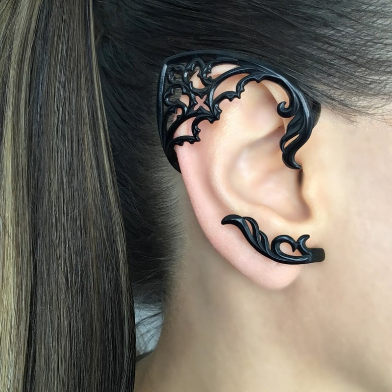 

Alloy Elf Ear Cuff Earring - No Mosaic, Non-plated Fashion Jewelry For Adults Over 15 - Vintage Gothic Style For Christmas, Halloween, Thanksgiving Gifts - 1pc Mixed Color