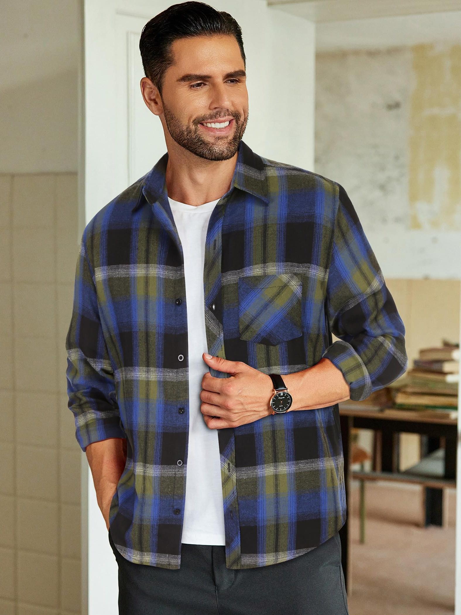 Chemise Simms Flanelle Homme XL - Bleu Noir à Carreaux Occasion Parfait état