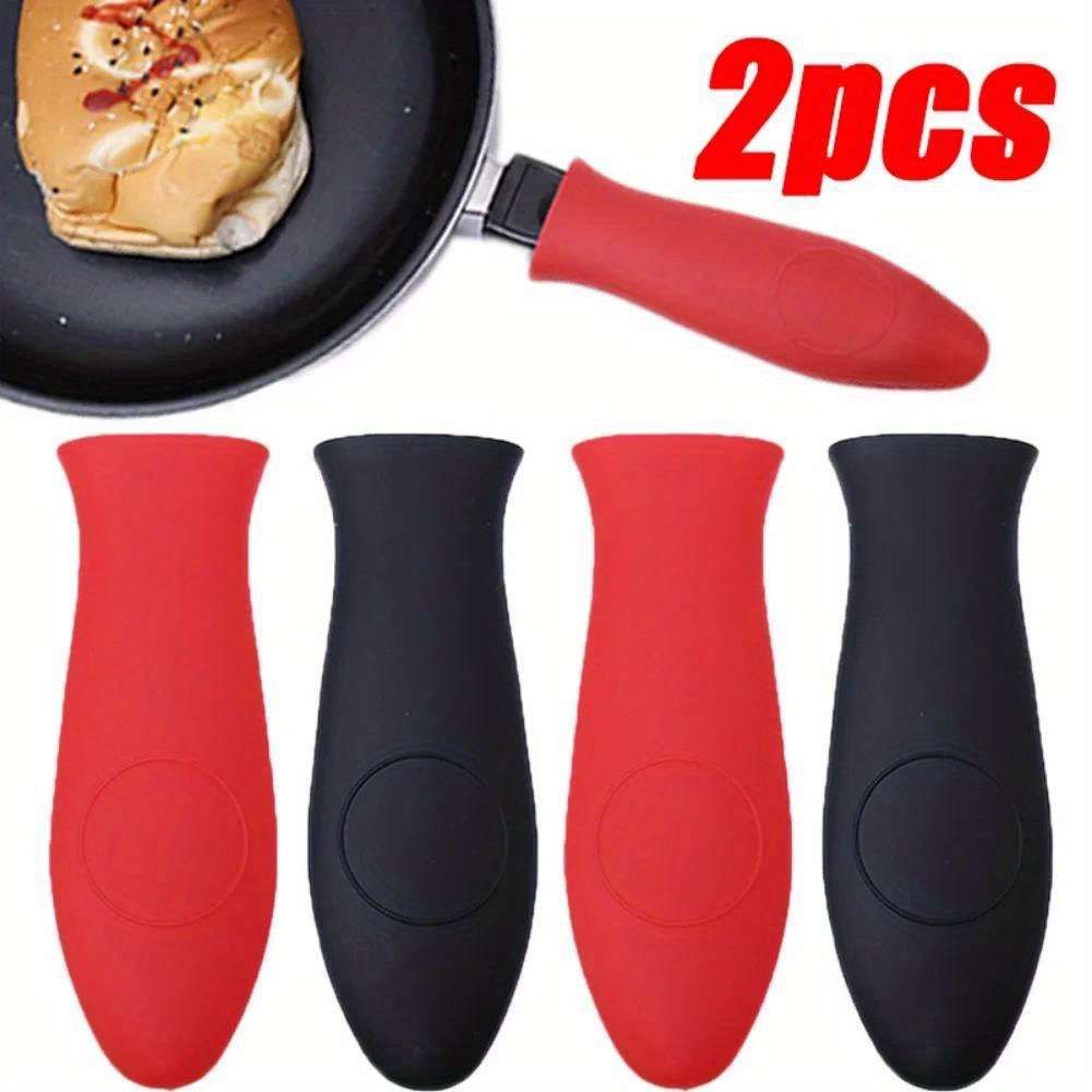 

2pcs Couvercles de Poignée en Silicone - Résistants à la Chaleur, Prise Antidérapante pour une Cuisson Sûre - Rouge & Noir