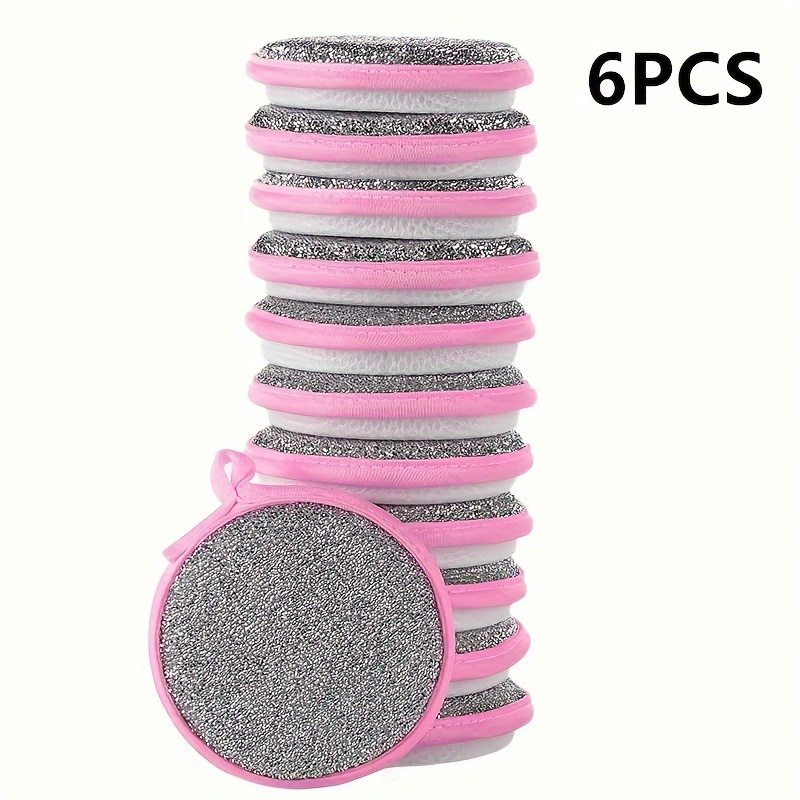 Image of 6pcs Double-sided Kitchen Cleaning Sponges: Non-scratch Pot Scrubber, Ideal For Dishware And Cookware - Suitable For Kitchen, Bathroom, Toilet, And Living Room