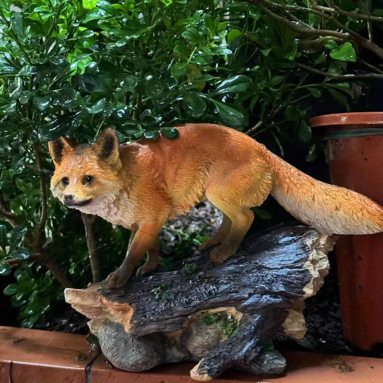1pc realistic standing fox statue lifelike tree stump decor - Temu