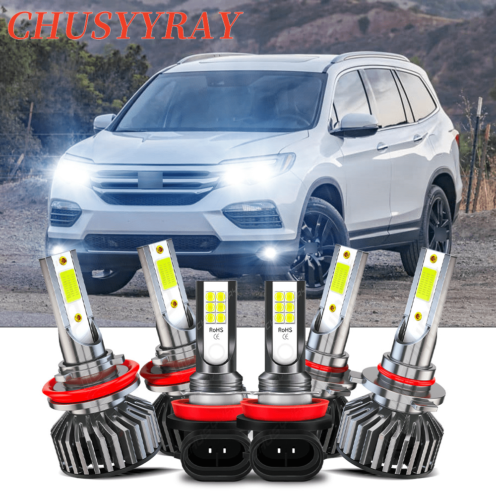 

6pcs Led Headlight+fog Light Bulbs Fit For 2006-2018 Honda 12v 55w Super Bright 22000lm 6000k White Plug And Play