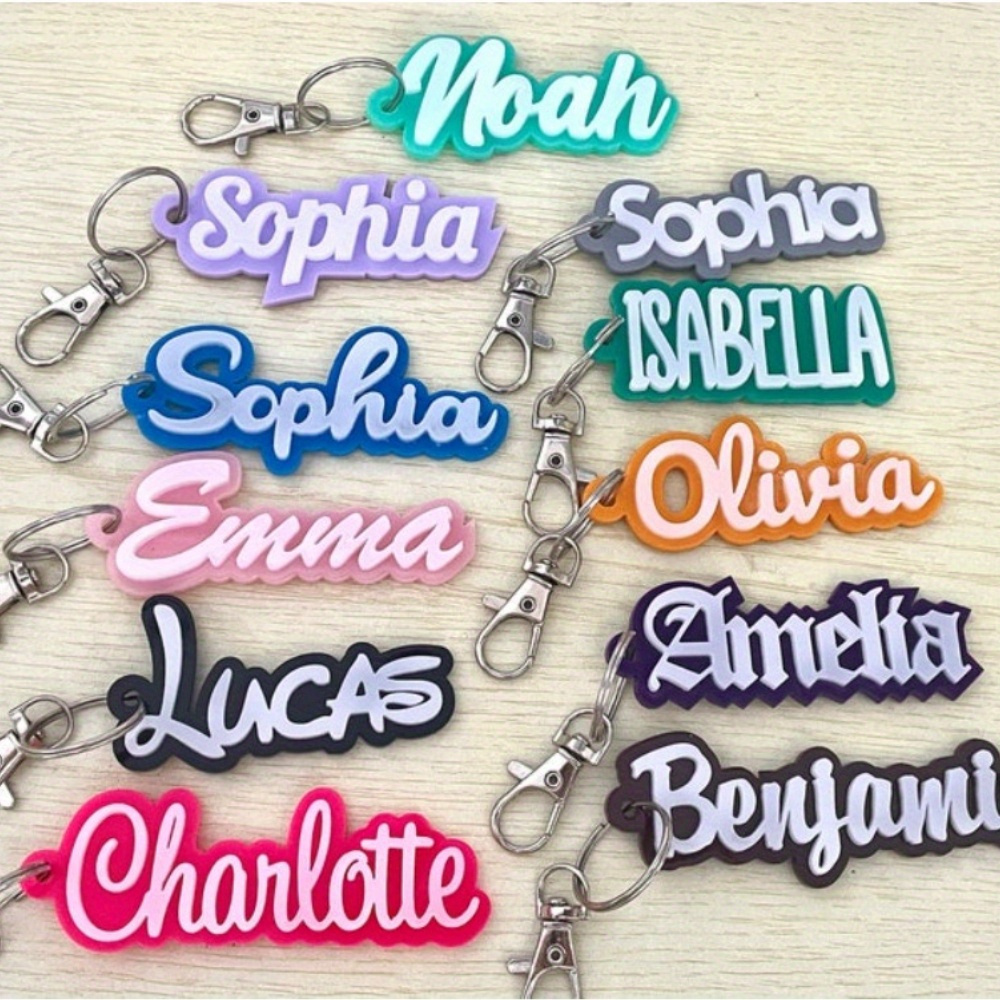 Image of Custom Acrylic Name Keychain, Personalized Letter, Suitable For Bags, Suitcases, Etc. Perfect For , Family, Birthdays, Thanksgiving, Back-to-school, And Graduation Gifts