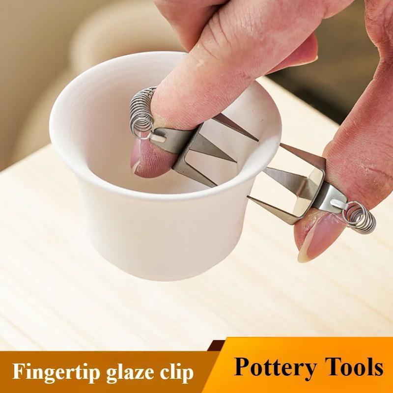 

Outils de glaçage de poterie Doigt Trempage Glaçage Clip Acier inoxydable Glaçage Clip DIY Tasse à thé Petit outil de et de glaçage en céramique