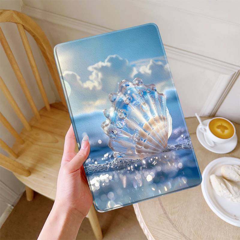 

Chic Seashell Pattern Fashion Tablet Case For Galaxy - Lightweight, Foldable With Auto Sleep/wake Feature, Compatible With Models Tab A9+/a9/a8/a7//s7+/s8/s8+/s7fe/s8+/s9fe/s9/s9+/s9fe+