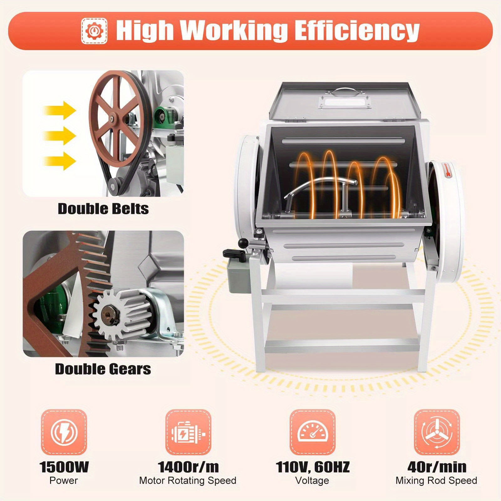commercial grade 110v electric mixer 30 qt 15kg capacity for flour meat and more Product details 4