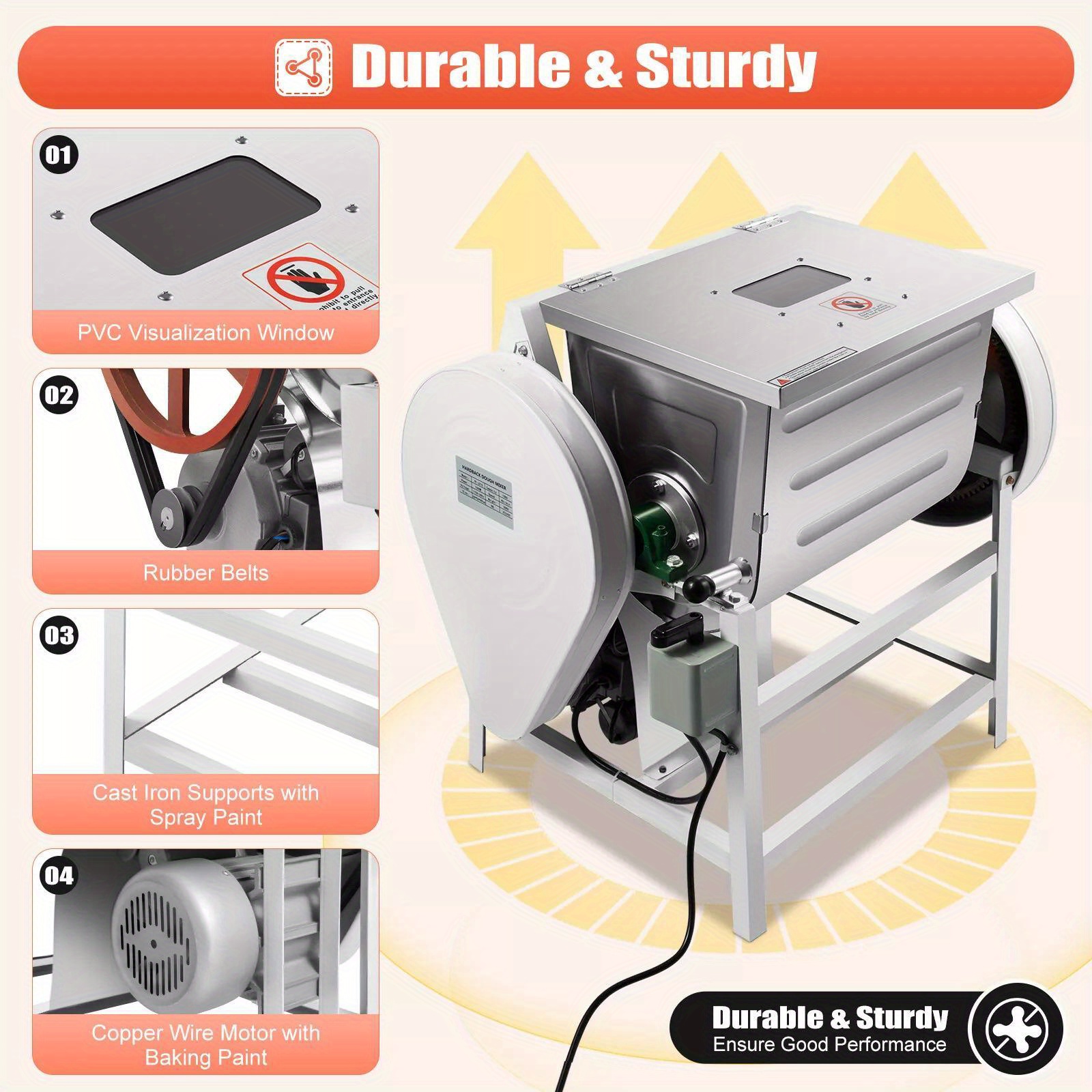 commercial grade 110v electric mixer 30 qt 15kg capacity for flour meat and more Product details 5